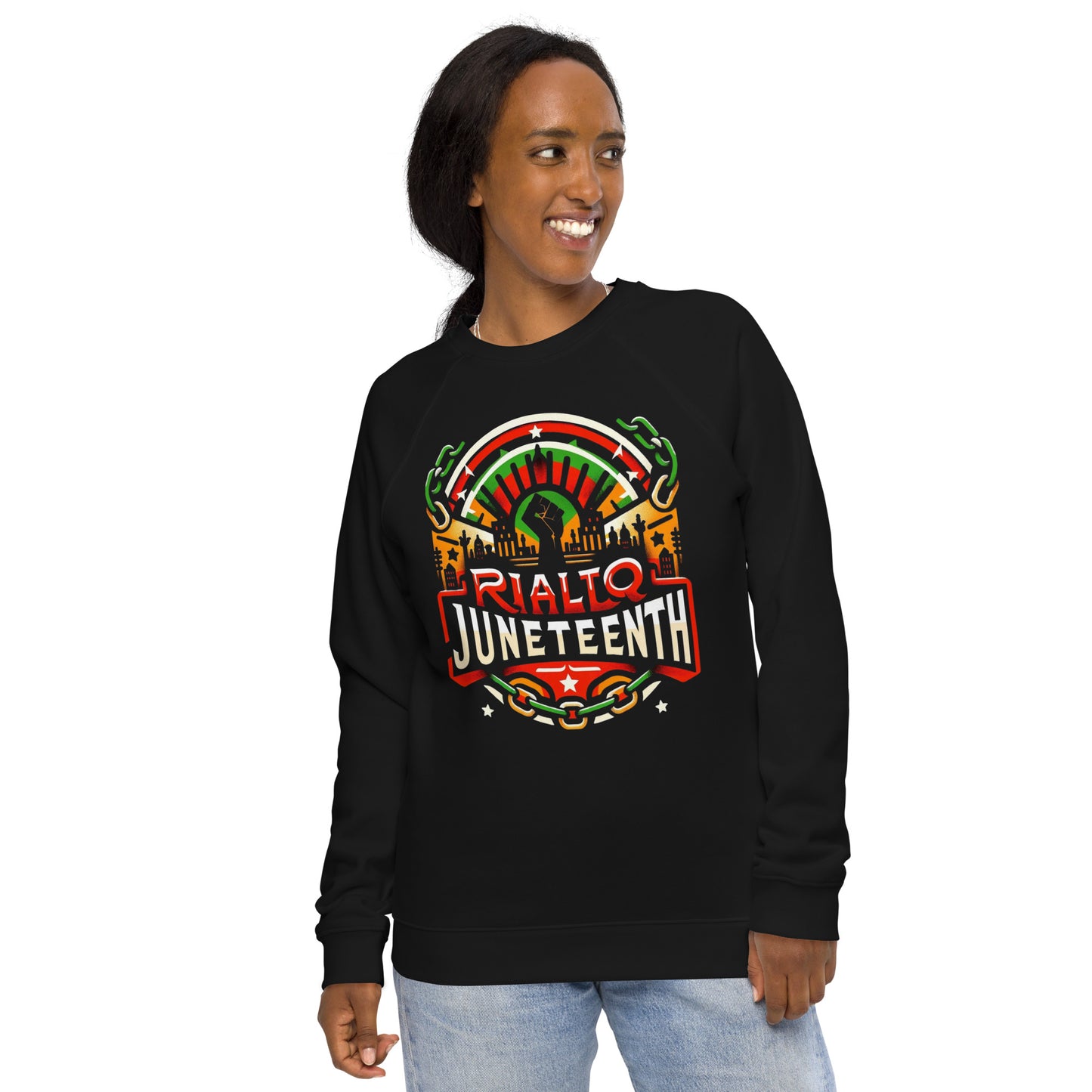 Unisex organic raglan sweatshirt